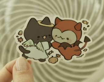 angel and devil cats - vinyl sticker