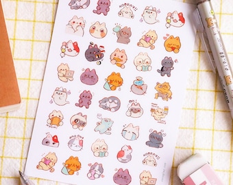 Cat emotes - A6 vinyl sticker sheet