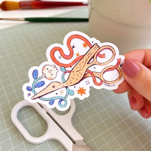 Crane Embroidery Scissors - Vinyl Sticker