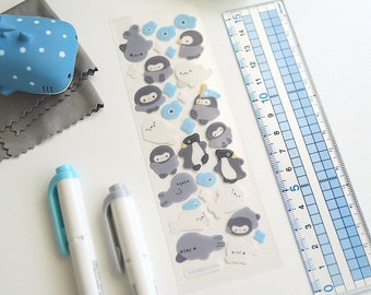 Baby penguin and seal sticker sheet