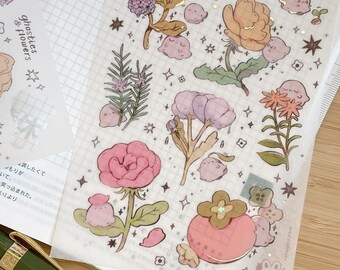 ghosties and flowers - holo washi sticker sheet
