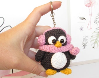 Stuffed penguin gift, cute keychain charm
