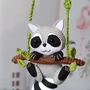 Car mirror decor, funny raccoon ornament, bus driver gift