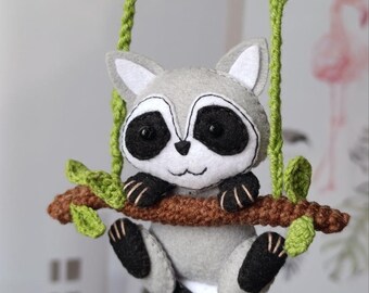 Car mirror decor, funny raccoon ornament, bus driver gift