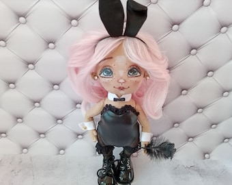Handmade doll in a sexy bunny costume