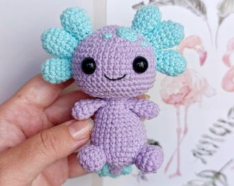 Peluche de ajolote, pequeño animal de peluche kawaii, adorable salamandra rosa de peluche, regalo único para niños y adultos.