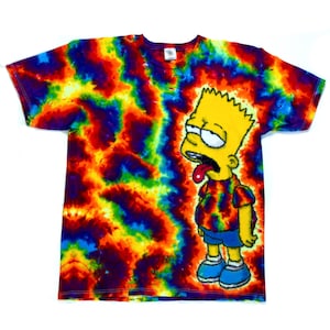 L Artistic Bart Simpsons UV Tie Dye Long Sleeve Shirt Austin Mackereth Dyes N Good Vibes USA Artist Handmade Heady High-end Apparel
