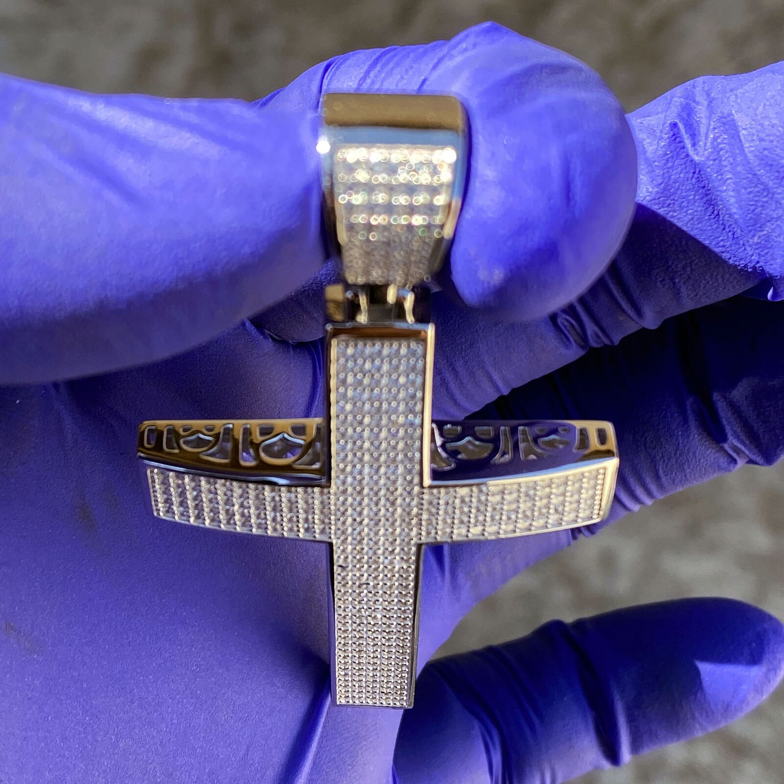 925 Sterling Silver Micro Pave Jesus Cross Iced Hip Hop Pendant CZ 2 ...