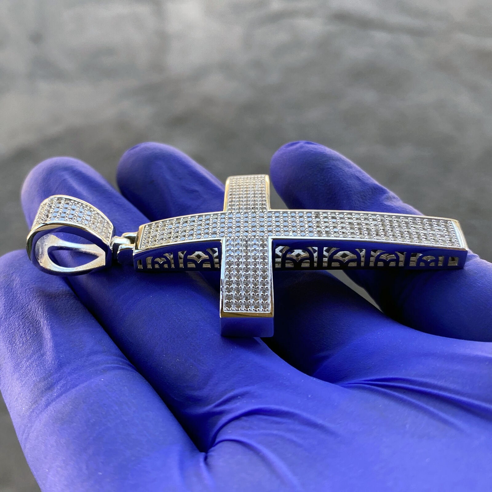 925 Sterling Silver Micro Pave Jesus Cross Iced Hip Hop Pendant CZ 2 ...