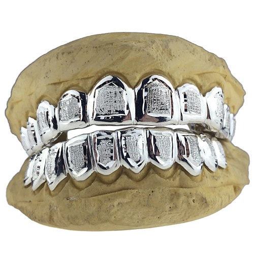 Silver Grillz 925 Sterling Silver Teeth Real Diamond Dust Etsy