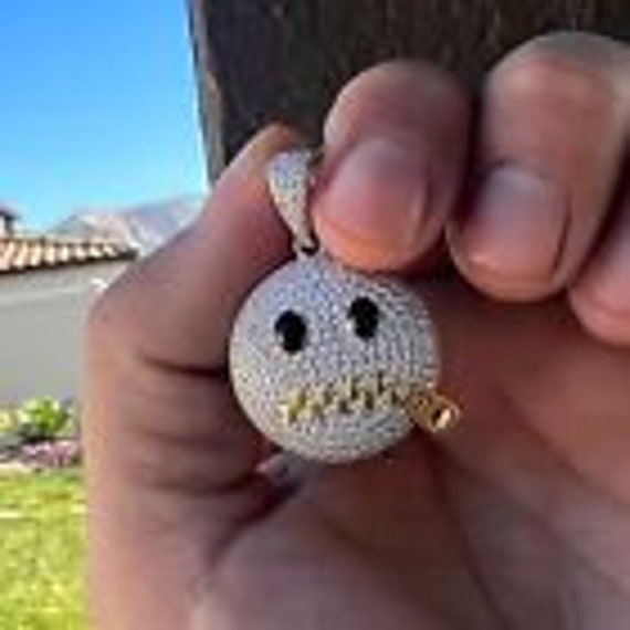 925 Sterling Silver Zipper Mouth Emoji Stop Snitching Iced CZ
