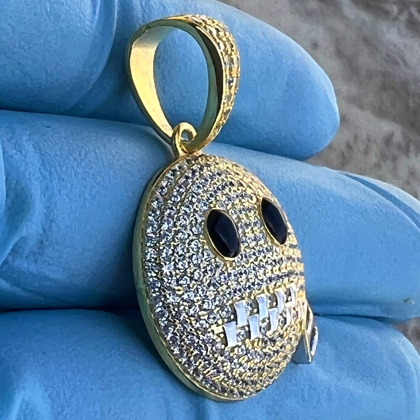 Gold Plated 925 Sterling Silver Zipper Mouth Emoji Stop Snitching