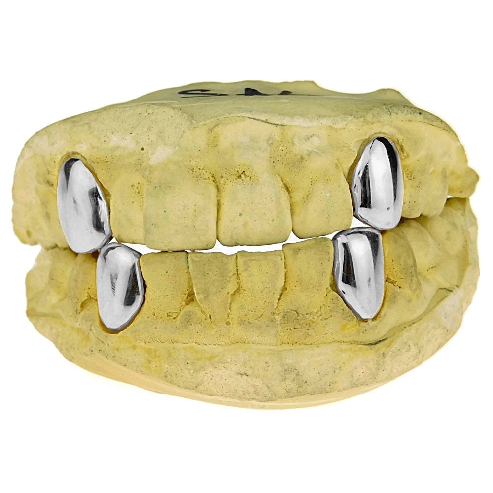 925 Sterling Silver 4 Custom Fitted Single Cap Grillz Set Top Etsy