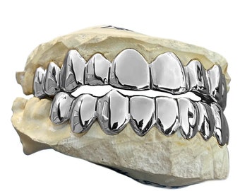 Solid 925 Sterling Silver Permanent Cut Custom Grillz Real Perm Look Cuts Full Teeth Grills