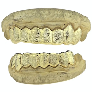 Real Solid 14K Gold  Grillz Custom Fitted Full Diamond Dust Teeth Real Grills