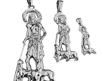 925 Sterling Silver Saint St Lazarus Dogs Pendant San Lazaro 1&quot;-2.75&quot;