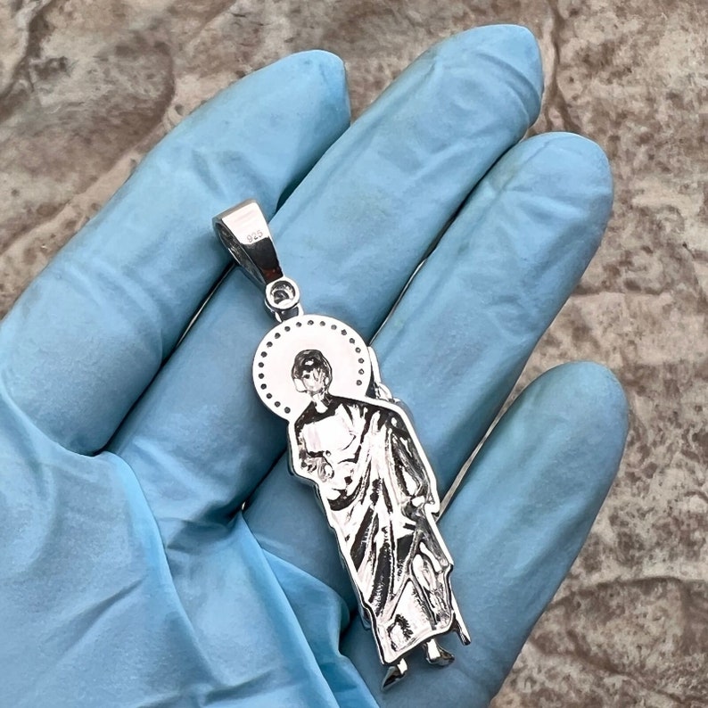 925 Sterling Silver Dije De San Judas St Saint Jude Iced CZ Pendant - Etsy