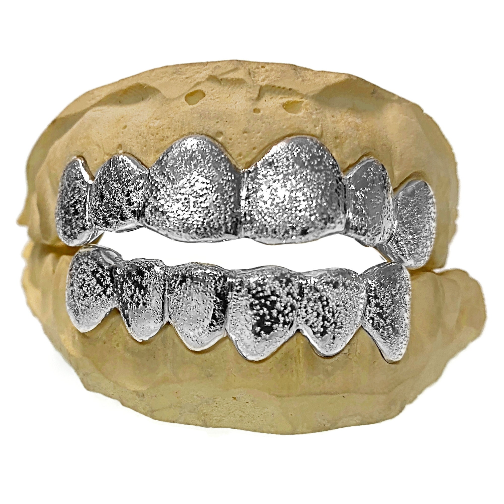 Sterling Silver Diamond Cut Grillz - Custom Gold Grillz