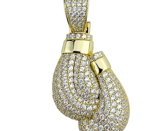 14k Gold Plated Sterling Silver Boxing Glove CZ Pendant