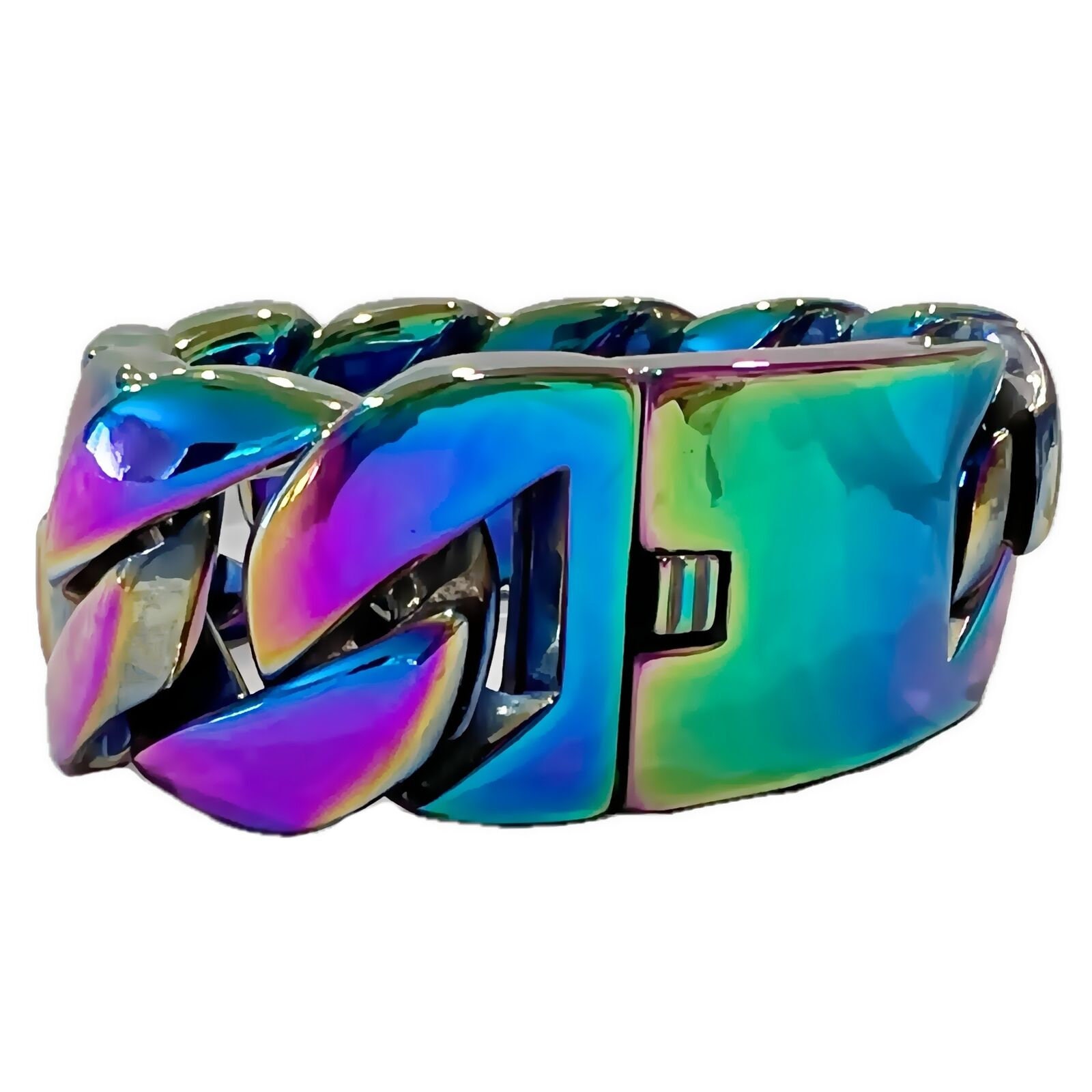 Men's Huge Iridescent Bracelet Multicolor Metallic Rainbow