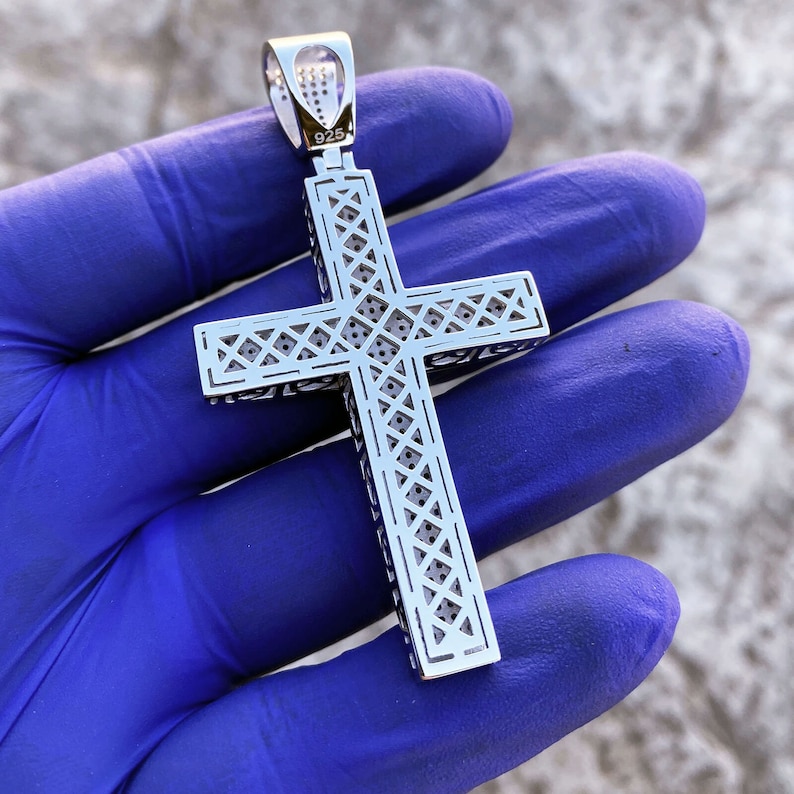925 Sterling Silver Micro Pave Jesus Cross Iced Hip Hop Pendant CZ 2 ...