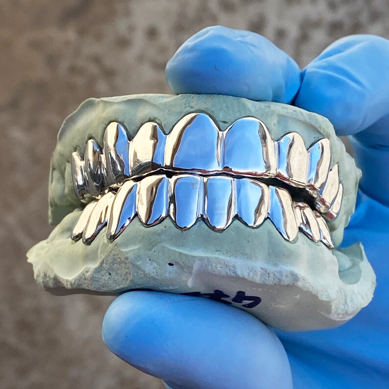 925 Sterling Silver Grillz Plain Teeth Custom Fitted Real Etsy