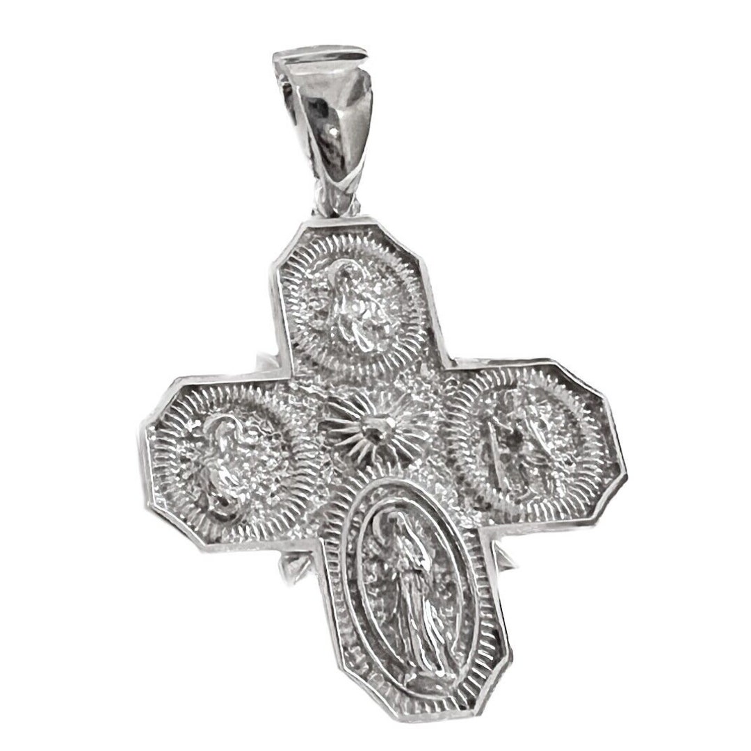 925 Sterling Silver Four-way Cross Medal - Catholic Pendant Medalla ...