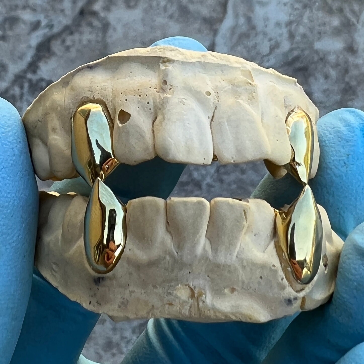 インド ファナム トラヴァンコール  フィリグリー 銀製 脚付き皿 Gold Plated 925 Sterling Silver Fang Grillz Set: Custom Vampire