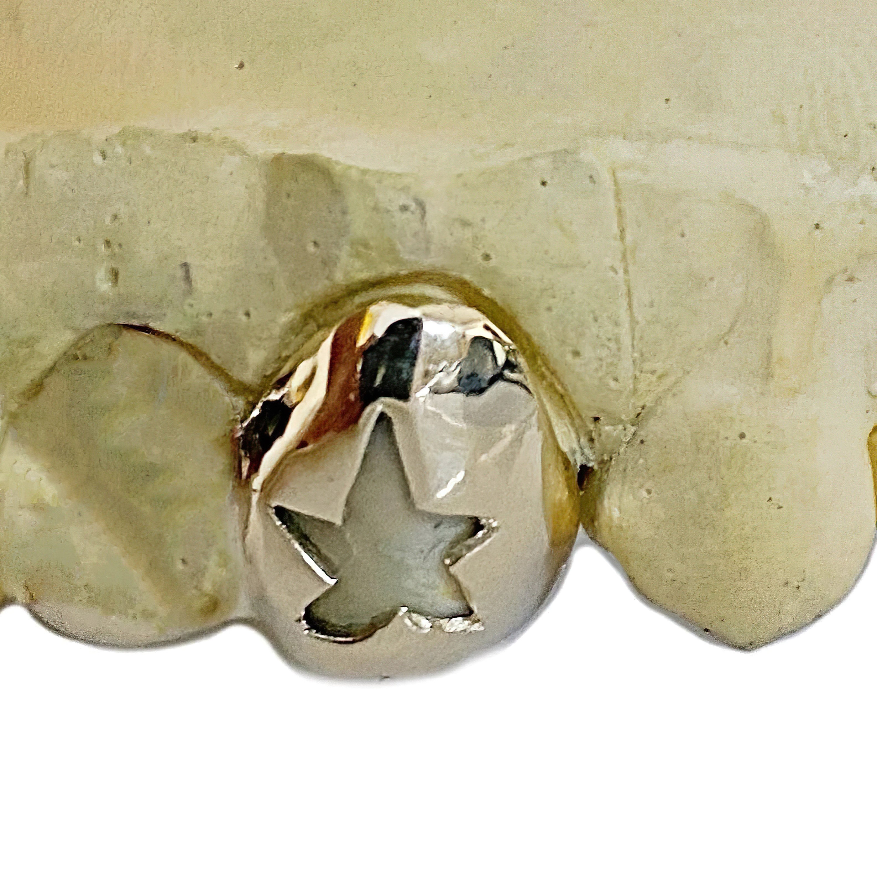 Solid 10K Gold Real Custom Cap Grillz Single Grills Star Cutout Open Face One Tooth