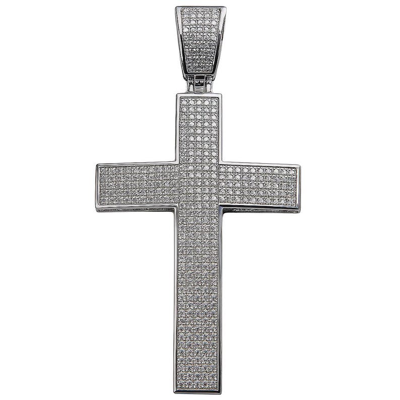 925 Sterling Silver Micro Pave Jesus Cross Iced Hip Hop Pendant CZ 2 ...