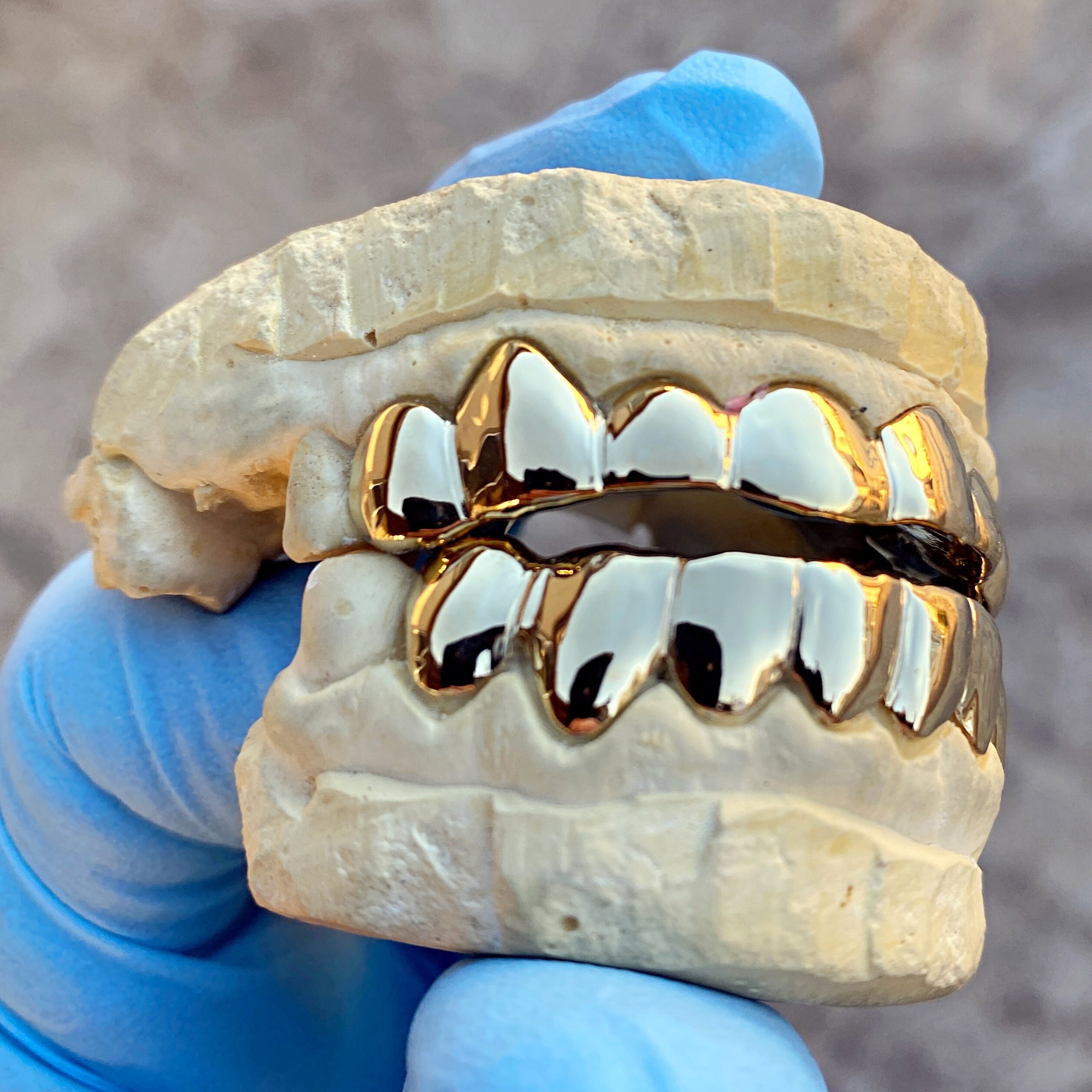 10K 14K 18K Solid Yellow Gold Custom fit Plain REAL Gold Grill Grillz Gold Teeth | UK