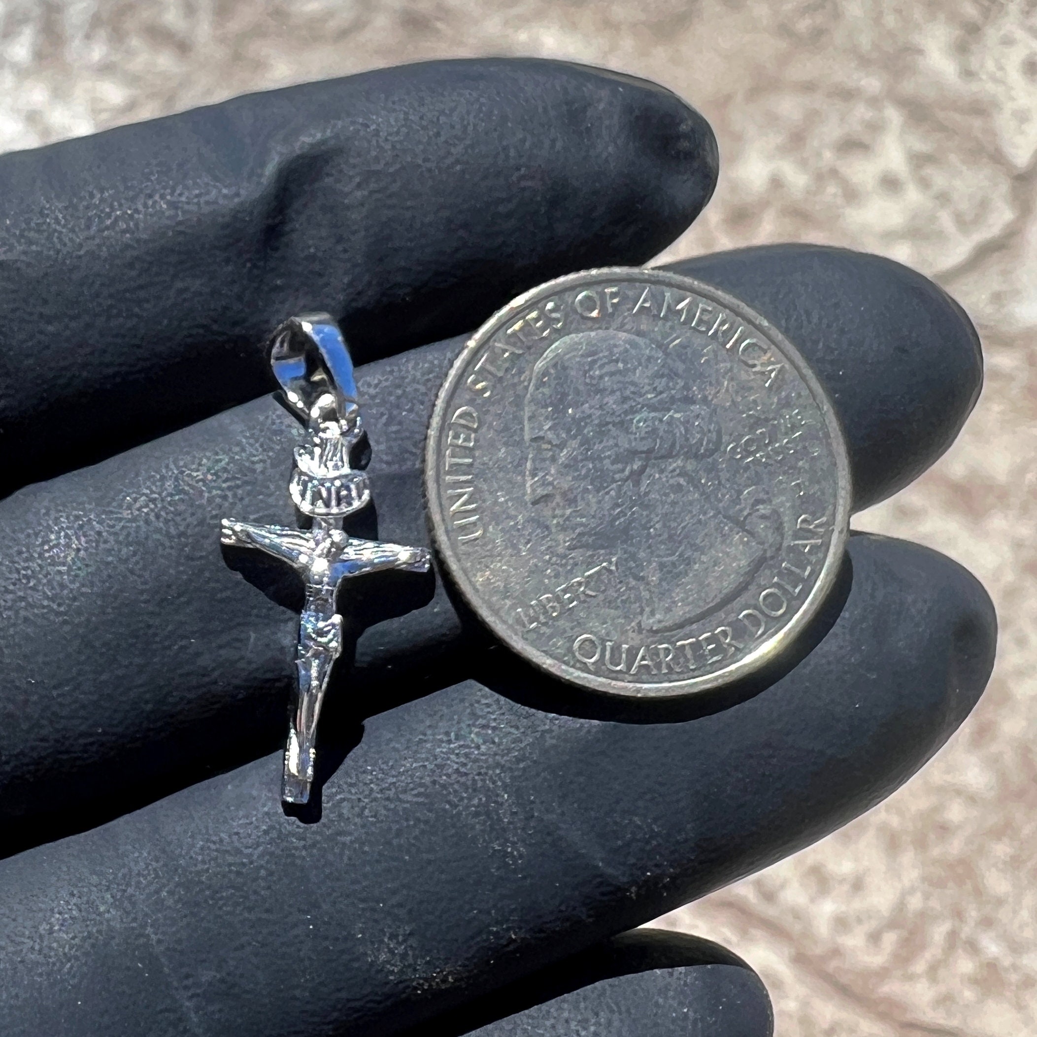 Real Solid 925 Sterling Silver Jesus Crucifix Cross Shiny Pendant Dije ...