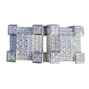 Real Solid 925 Sterling Silver Huge Iced Bling Out CZ Chunky Square Earrings 14 MM