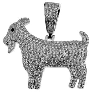 925 Sterling Silver GOAT Hip Hop Pendant Iced Bling Out CZ Micro Pave 1.5&quot;