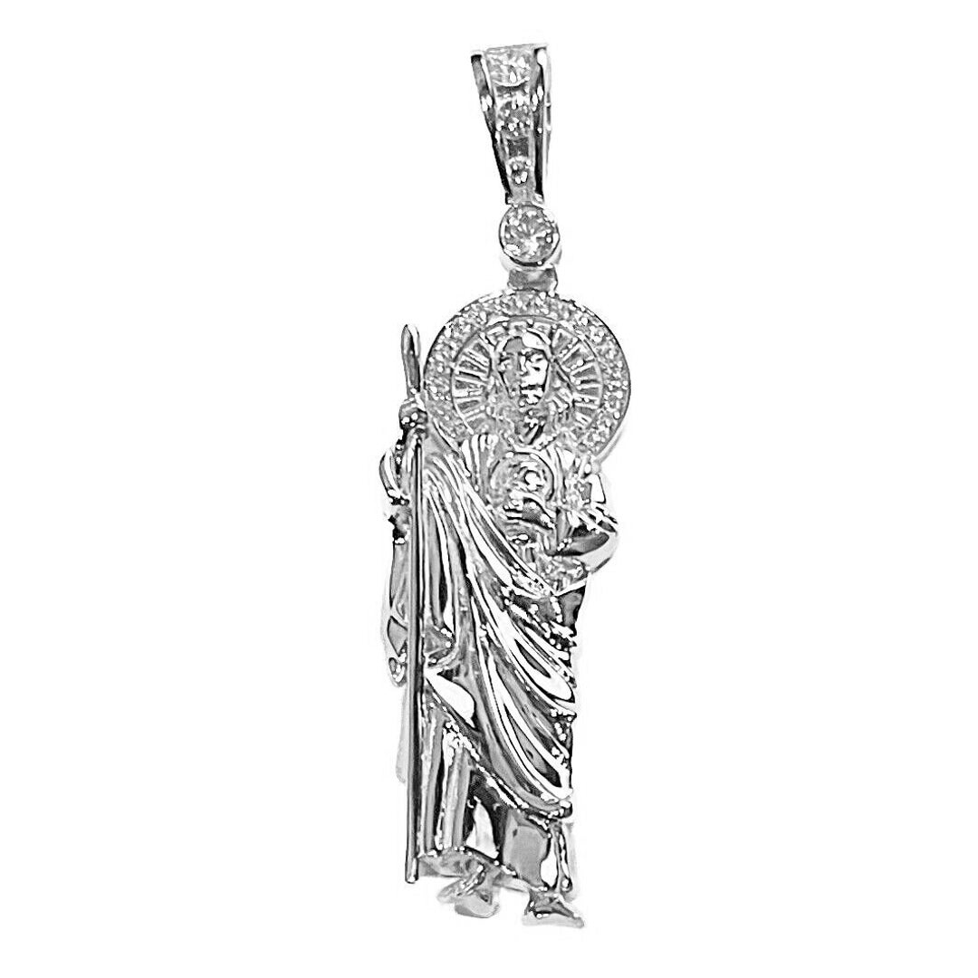 925 Sterling Silver Dije De San Judas St Saint Jude Iced CZ Pendant - Etsy