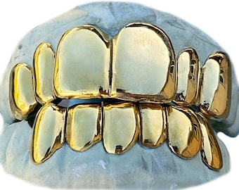 Solid 925 Sterling Silver Yellow Gold Plated Custom Grillz