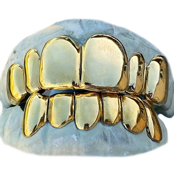 Solid 925 Sterling Silver Yellow Gold Plated Custom Grillz