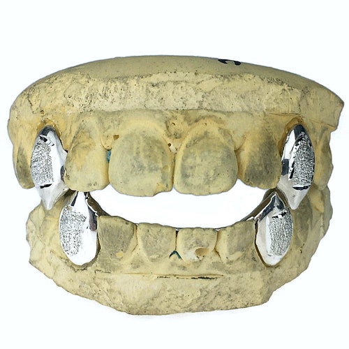 925 Sterling Silver Custom Fang Grillz Set Double Fangs Caps Etsy