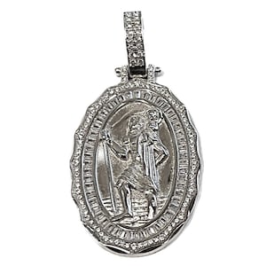 925 Sterling Silver St Saint Christopher Medal CZ Pendant San Dije de Cristóbal de Licia