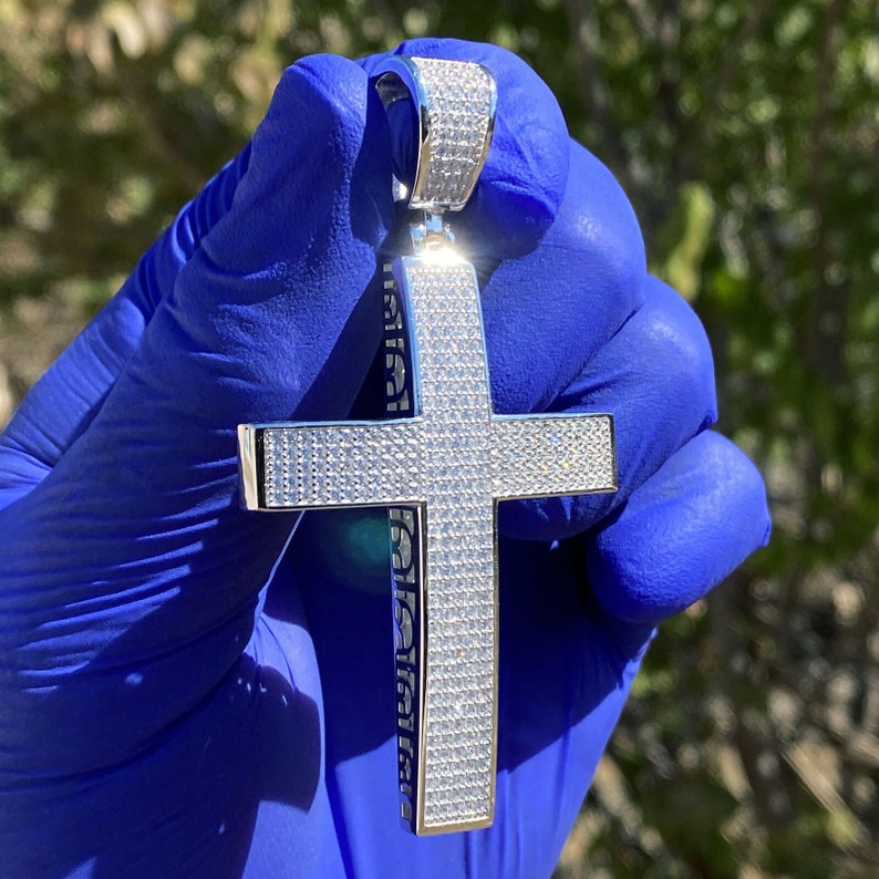 925 Sterling Silver Micro Pave Jesus Cross Iced Hip Hop Pendant CZ 2 ...