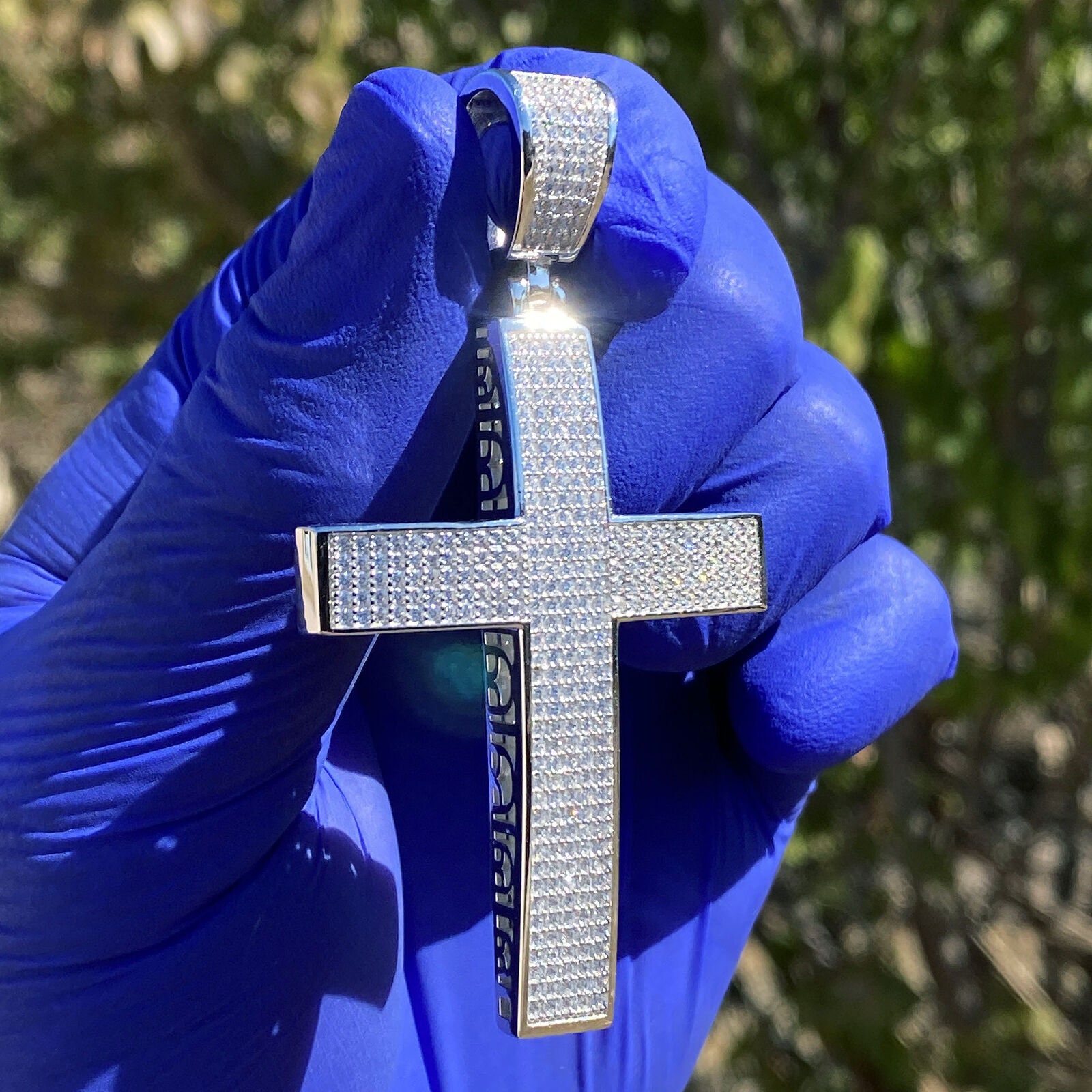 925 Sterling Silver Micro Pave Jesus Cross Iced Hip Hop Pendant CZ 2 ...
