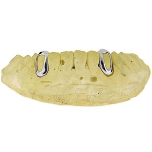 Double Tooth Caps Grillz With Iced Out Diamond Window UK