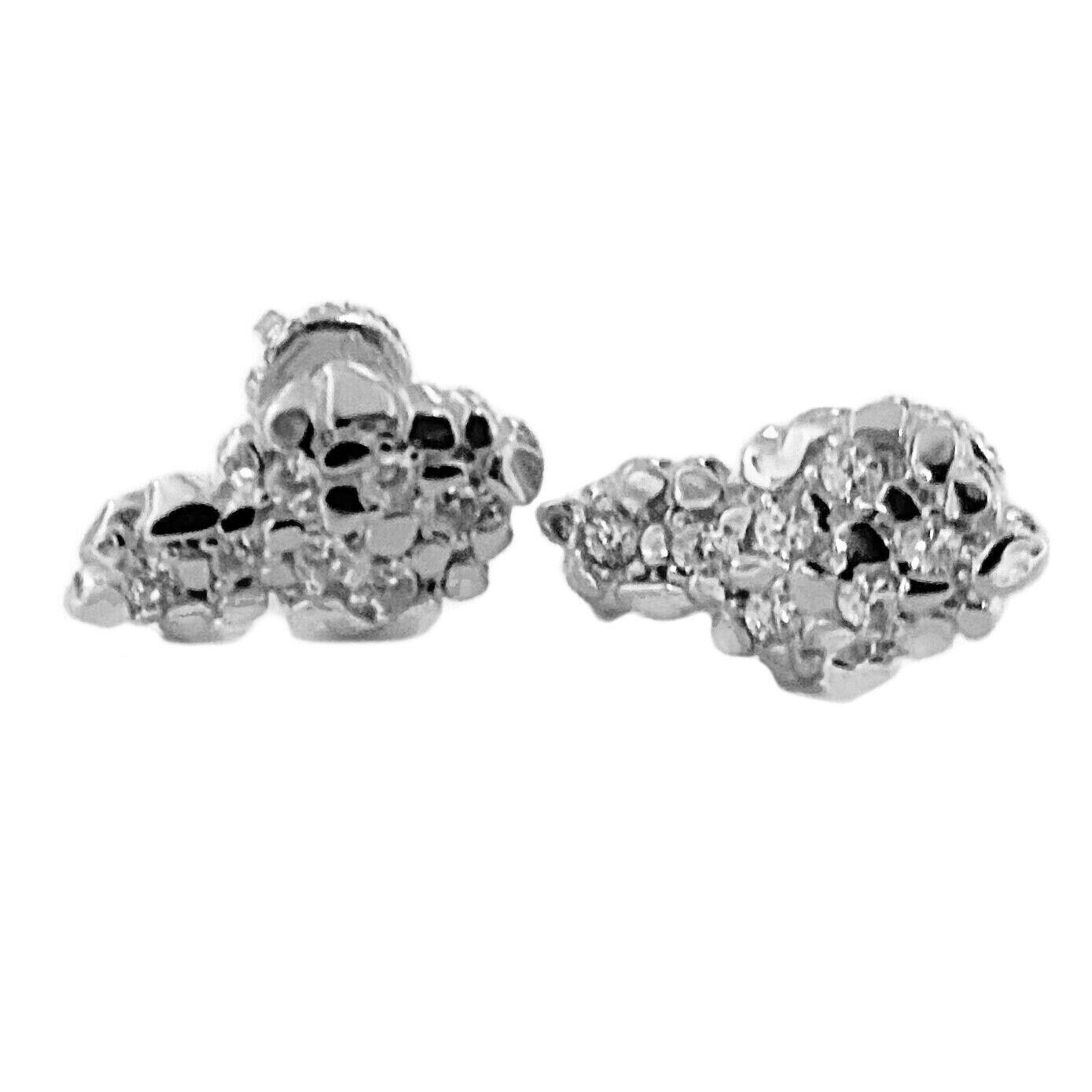 Harlembling Real Solid 925 Silver Iced CZ Cluster Stud Earrings For Men – Hip Hop Style 10mm