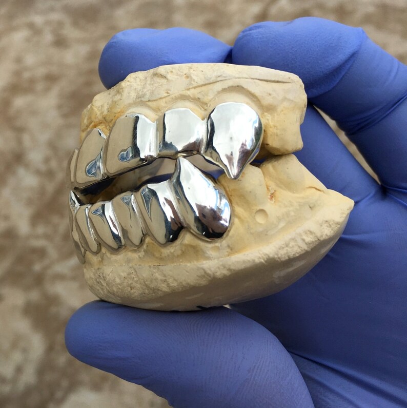 925 Sterling Silver Fang Grillz Custom Fit Dracula Vampire Etsy