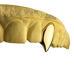 10K/14K Gold Custom Fang Grillz - Single Vampire Tooth Cap