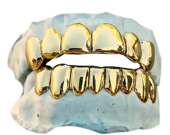 10K/14K Solid Gold Custom Grillz, Perm Cut, Handmade in USA