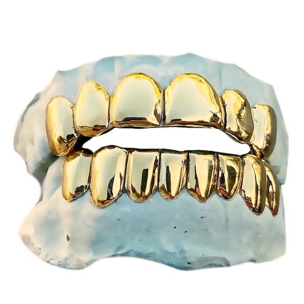 10K/14K Solid Gold Custom Grillz, Perm Cut, Handmade in USA