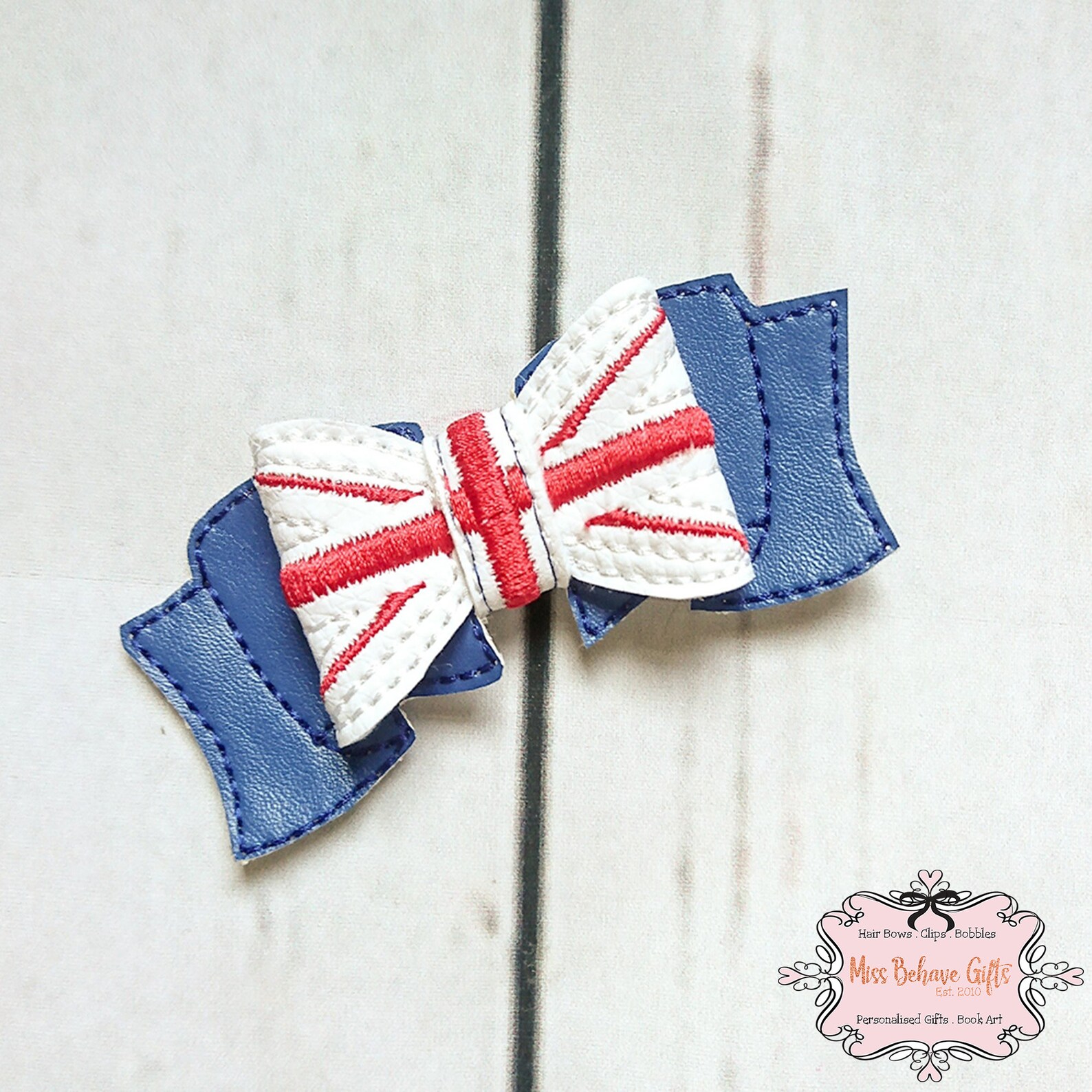 Union Jack Hair Bow Clip Etsy