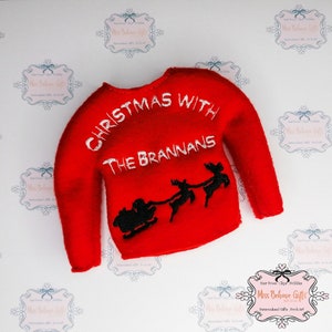 Personalised Naughty Elf Christmas with the Family Name Jumper