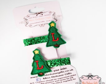 Personalised Christmas Tree Hair Clips